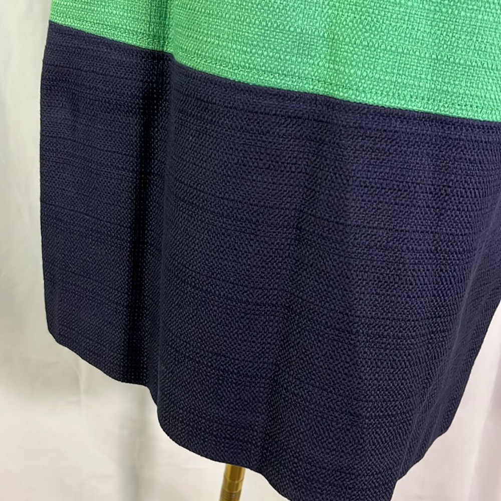 NWT Banana Republic Navy & Green Striped Sleeveless Cotton Sheath Dress - Picture 9 of 16